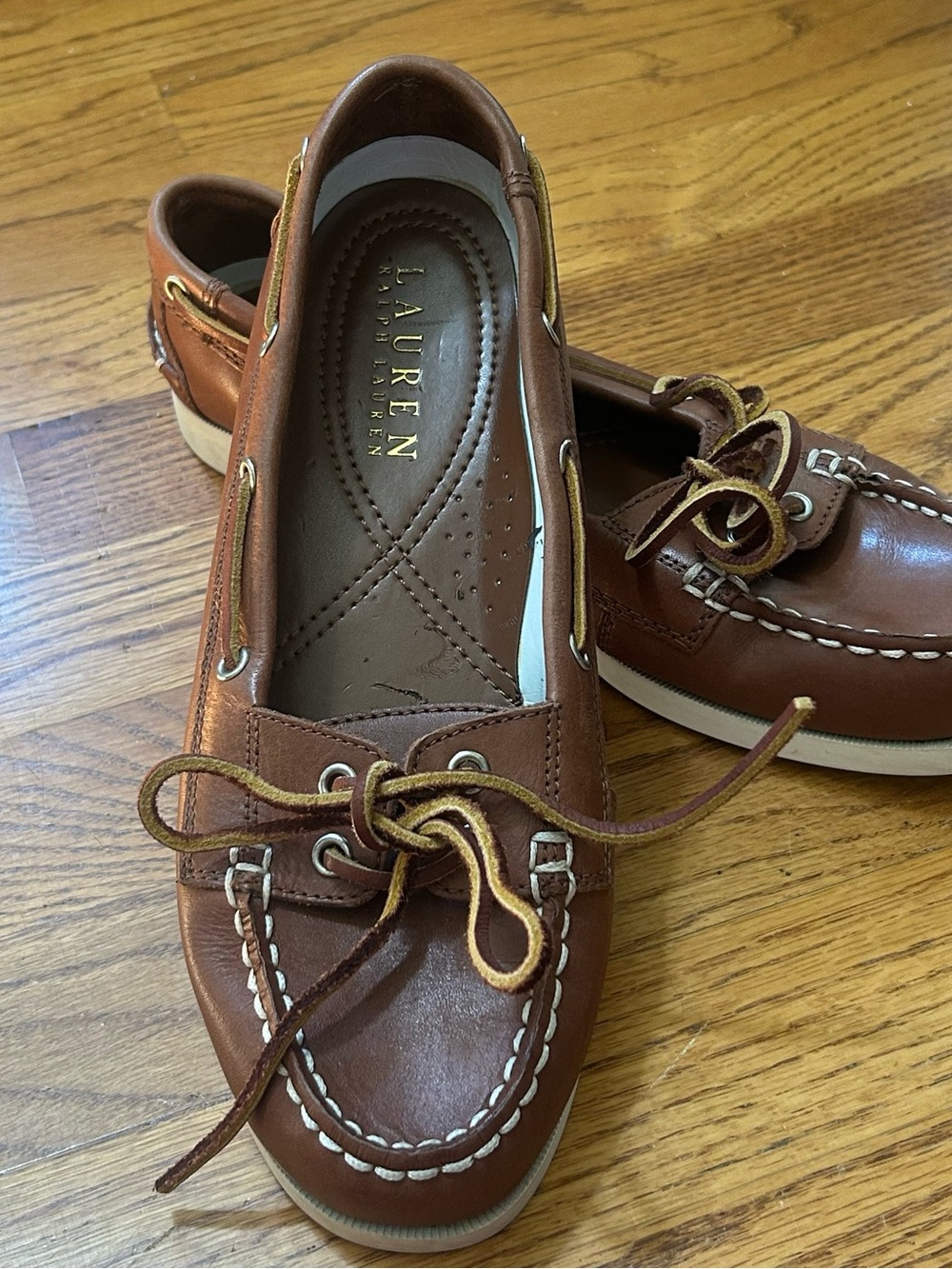 Lauren Ralph Lauren women’s size 8 brown leather boat shoe Yarina classic preppy